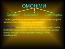 ОМОНІМИ Омофон Омограф Омоформа Слова, однакові за звучанням або написанням, ...