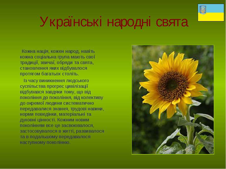 Українські народні свята Кожна нація, кожен народ, навіть кожна соціальна гру...