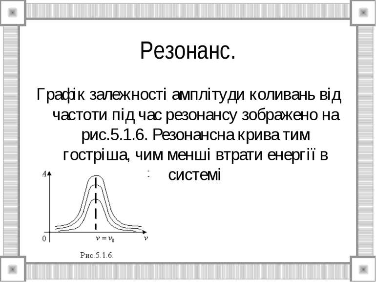 Резонанс. Графік залежності амплітуди коливань від частоти під час резонансу ...