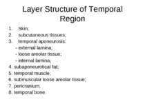 Layer Structure of Temporal Region Skin; subcutaneous tissues; temporal apone...