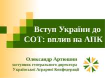 Вступ України до СОТ: вплив на АПК