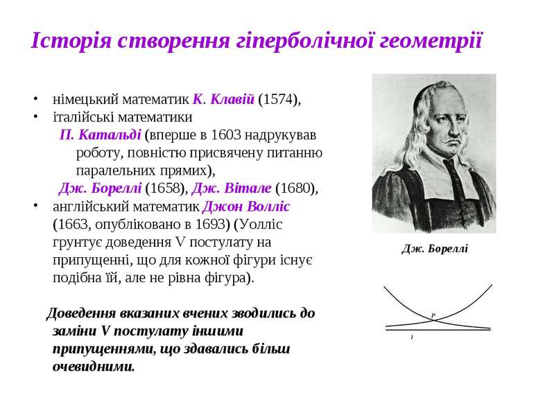 Історія створення гіперболічної геометрії німецький математик К. Клавій (1574...