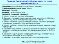 Приклад (www.esc.ru): «Снятие денег со счета через банкомат» Прецедент. Сняти...