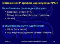 * Ukrainian Research & Academic Network * Без обмежень (на швидкості порта) В...