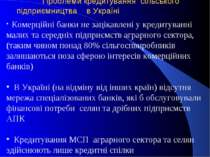 Проблеми кредитування сільського підприємництва в Україні Комерційні банки не...