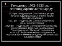 Голодомор 1932–1933 рр. – геноцид українського народу 1925 рік - Радянський С...