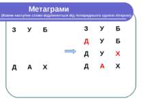 Метаграми (Кожне наступне слово відрізняється від попереднього однією літерою).