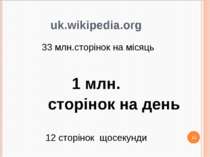 uk.wikipedia.org 33 млн.сторінок на місяць 1 млн. сторінок на день 12 сторіно...