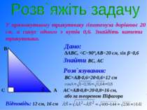 У прямокутному трикутнику гіпотенуза дорівнює 20 см, а синус одного з кутів 0...