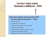 Інститут нової освіти. Проекція у майбутнє - 2050 Критерії оцінки випускників...